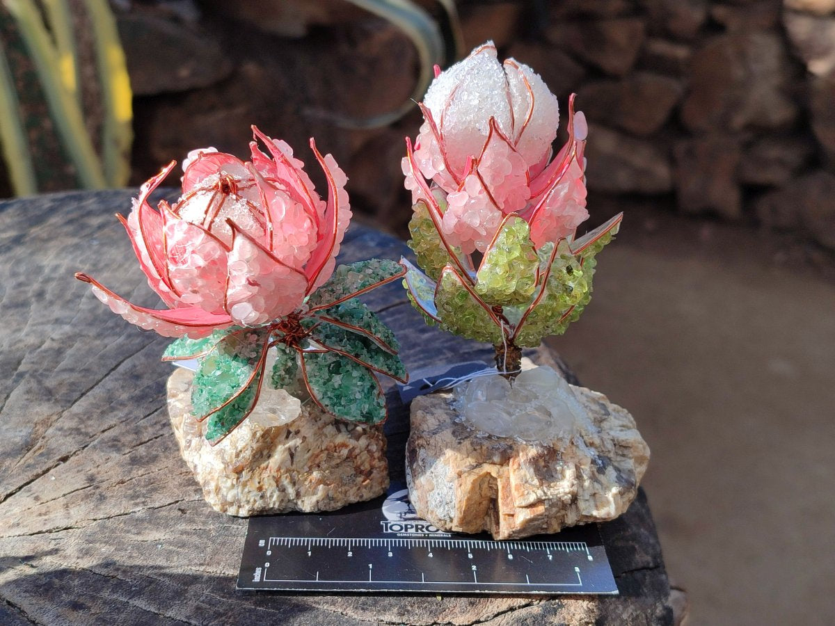 Hand Made Gemstone Protea Flowers x 6 From South Africa - Toprock Gemstones and Minerals 