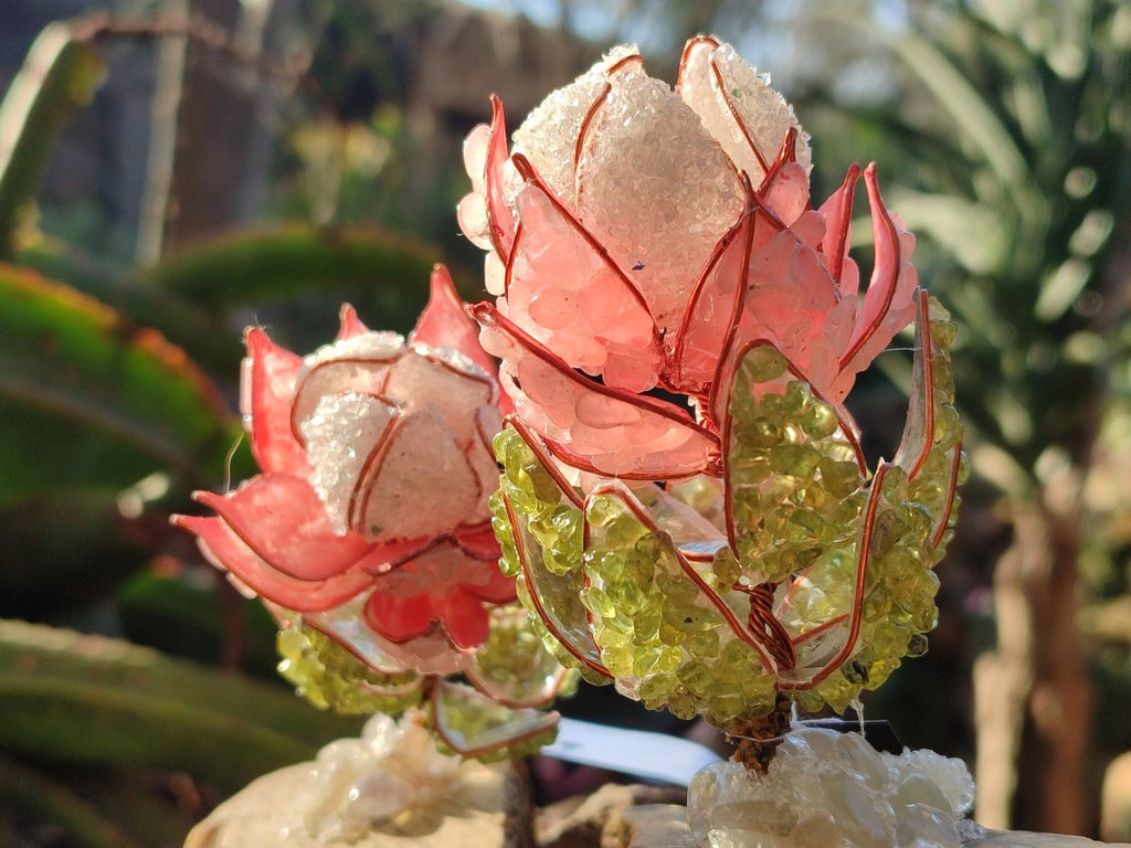 Hand Made Gemstone Protea Flowers x 6 From South Africa - Toprock Gemstones and Minerals 