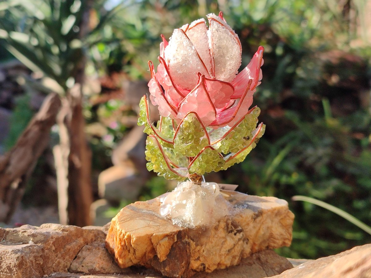 Hand Made Gemstone Protea Flowers x 6 From South Africa - Toprock Gemstones and Minerals 