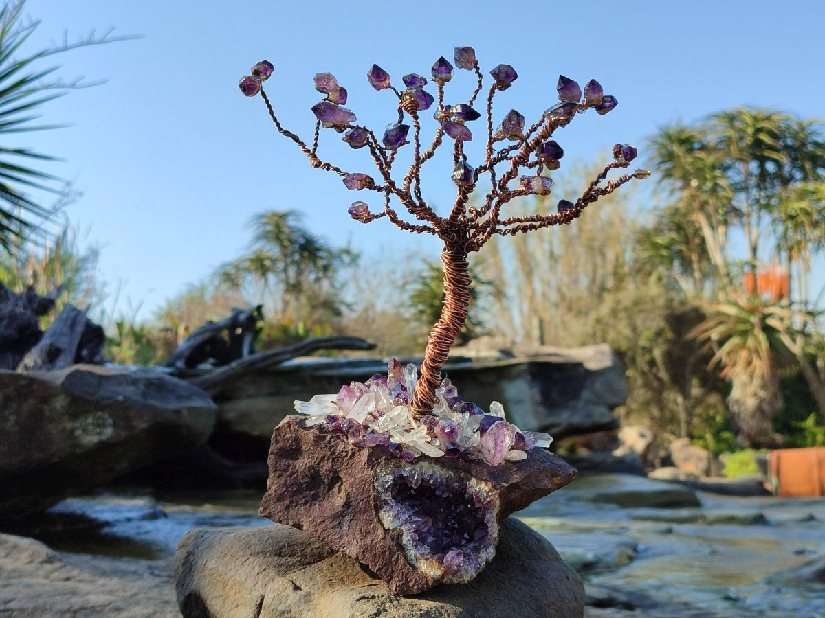Hand Made Chiredzi Amethyst Wire Wrap Tree x 1 From South Africa - Toprock Gemstones and Minerals 