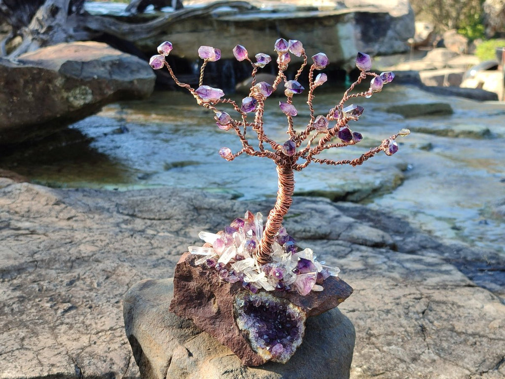 Hand Made Chiredzi Amethyst Wire Wrap Tree x 1 From South Africa - Toprock Gemstones and Minerals 