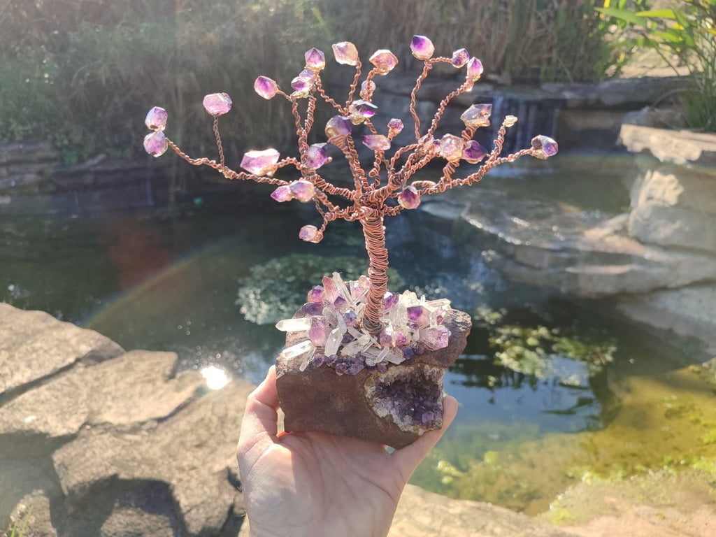 Hand Made Chiredzi Amethyst Wire Wrap Tree x 1 From South Africa - Toprock Gemstones and Minerals 