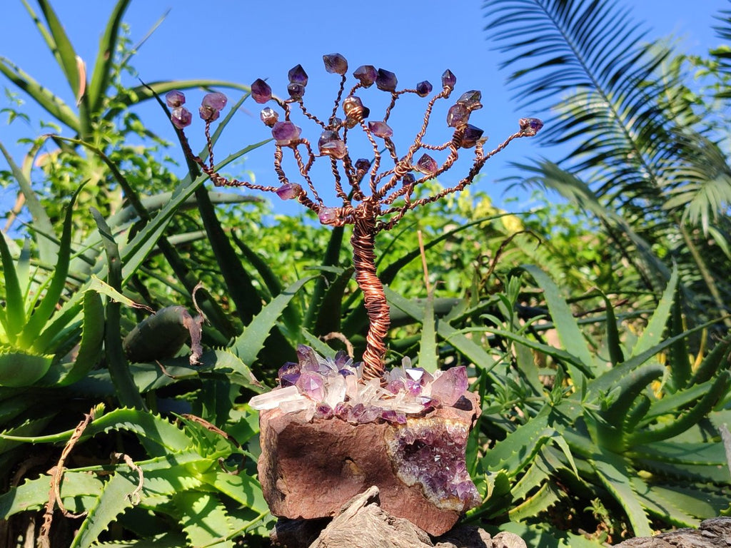 Hand Made Chiredzi Amethyst Wire Wrap Tree x 1 From South Africa - Toprock Gemstones and Minerals 