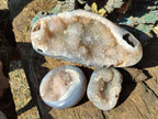 Polished Crystal Centred Agate Geodes x 3 From Maintirano, Madagascar - Toprock Gemstones and Minerals 