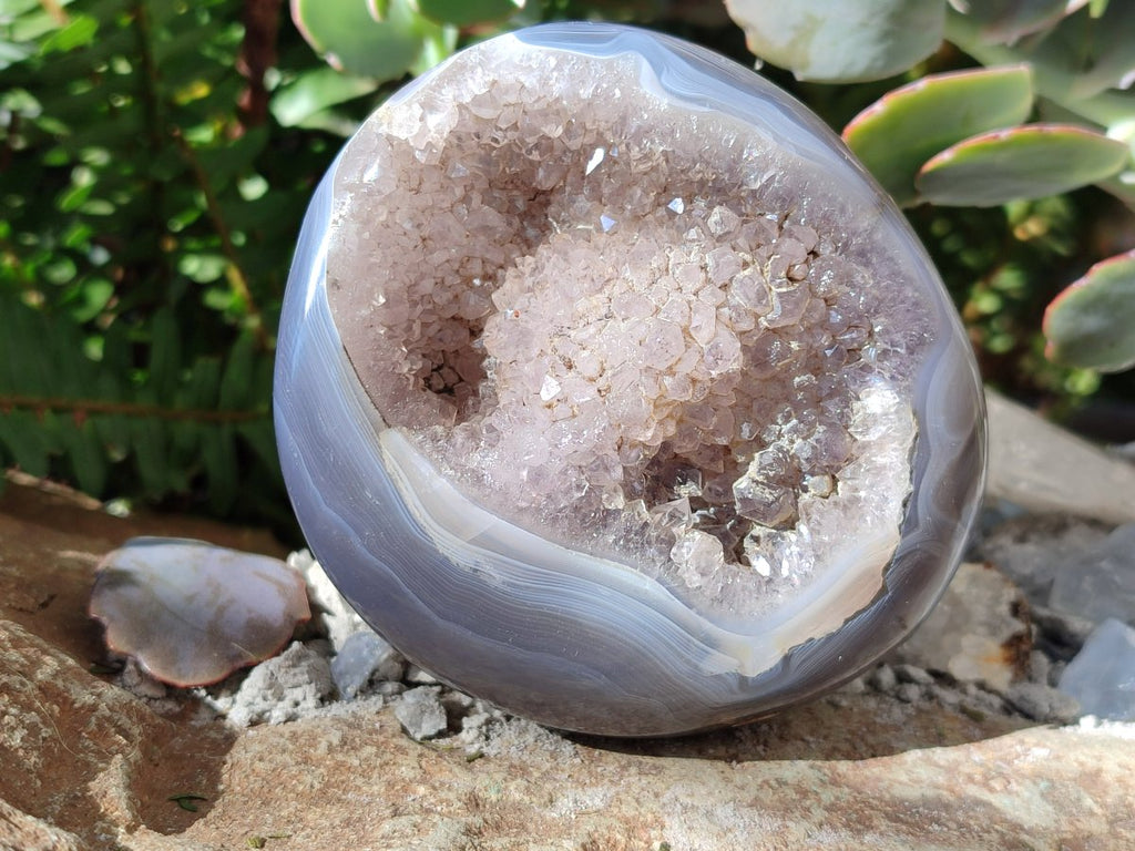 Polished Crystal Centred Agate Geodes x 3 From Maintirano, Madagascar - Toprock Gemstones and Minerals 