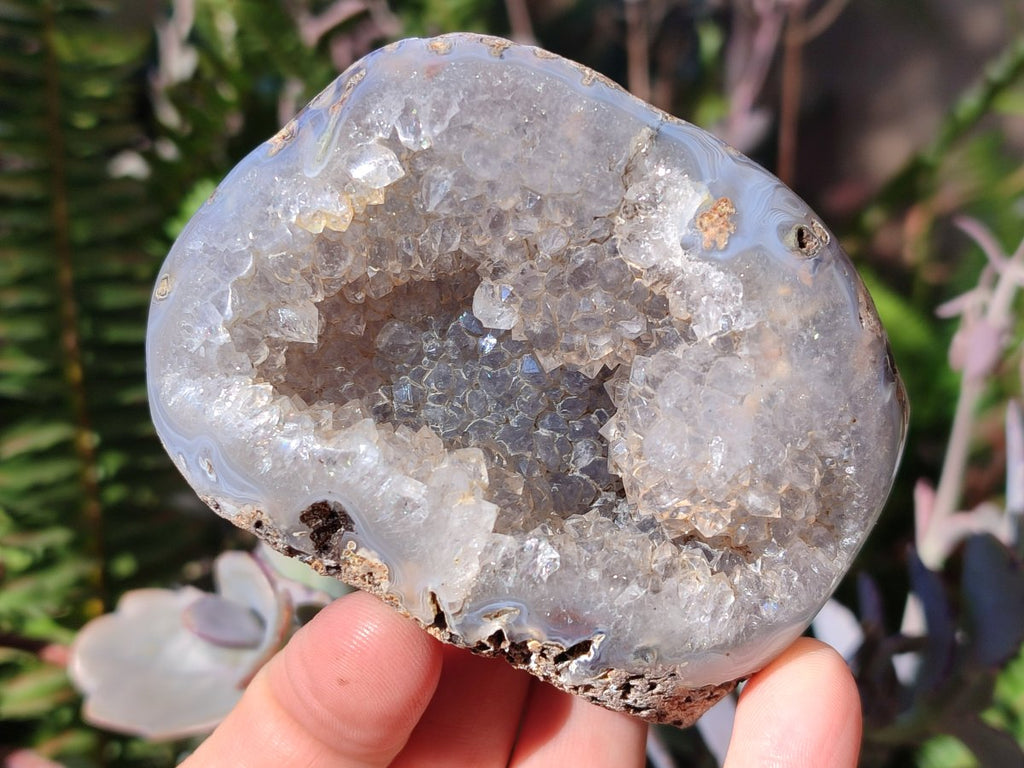 Polished Crystal Centred Agate Geodes x 3 From Maintirano, Madagascar - Toprock Gemstones and Minerals 