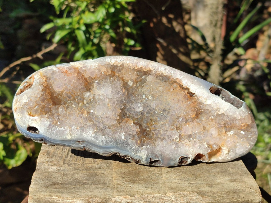 Polished Crystal Centred Agate Geodes x 3 From Maintirano, Madagascar - Toprock Gemstones and Minerals 