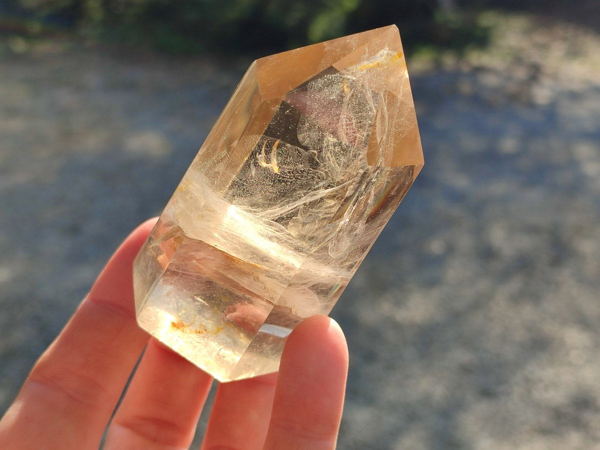 Polished Smokey Window Quartz Crystals x 6 From Madagascar - Toprock Gemstones and Minerals 