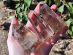 Polished Smokey Window Quartz Crystals x 6 From Madagascar - Toprock Gemstones and Minerals 