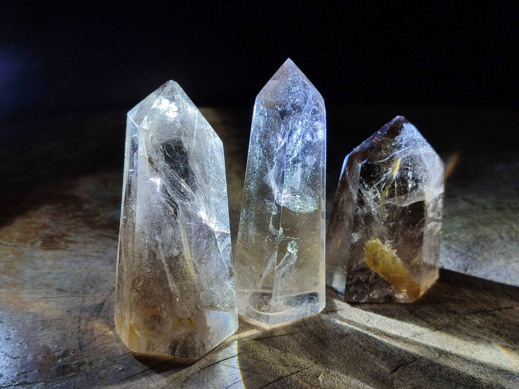Polished Smokey Window Quartz Crystals x 6 From Madagascar - Toprock Gemstones and Minerals 