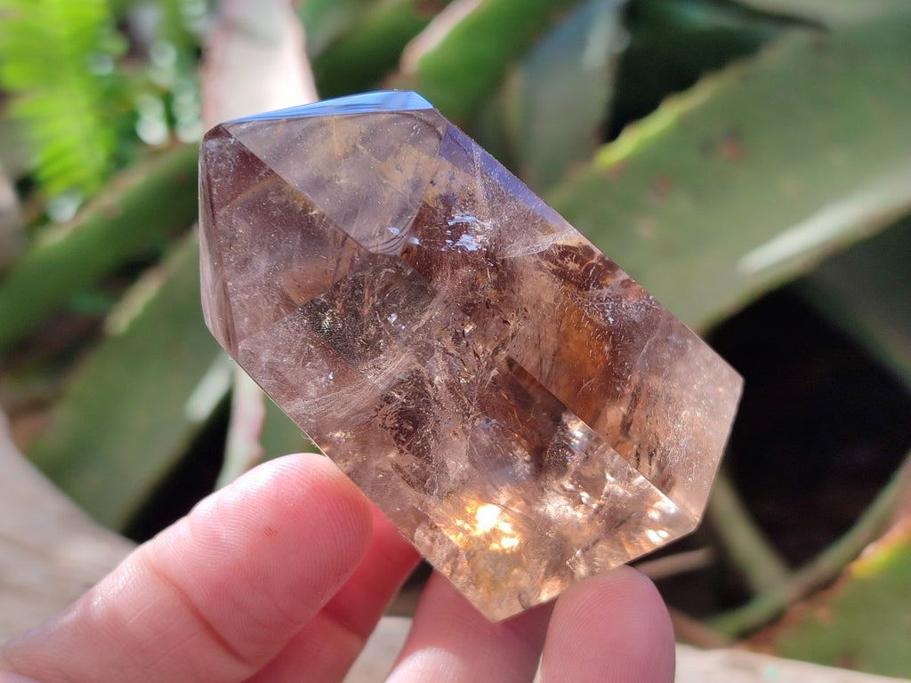 Polished Smokey Window Quartz Crystals x 6 From Madagascar - Toprock Gemstones and Minerals 