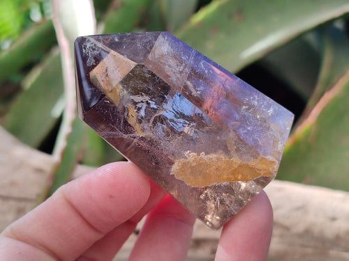 Polished Smokey Window Quartz Crystals x 6 From Madagascar - Toprock Gemstones and Minerals 