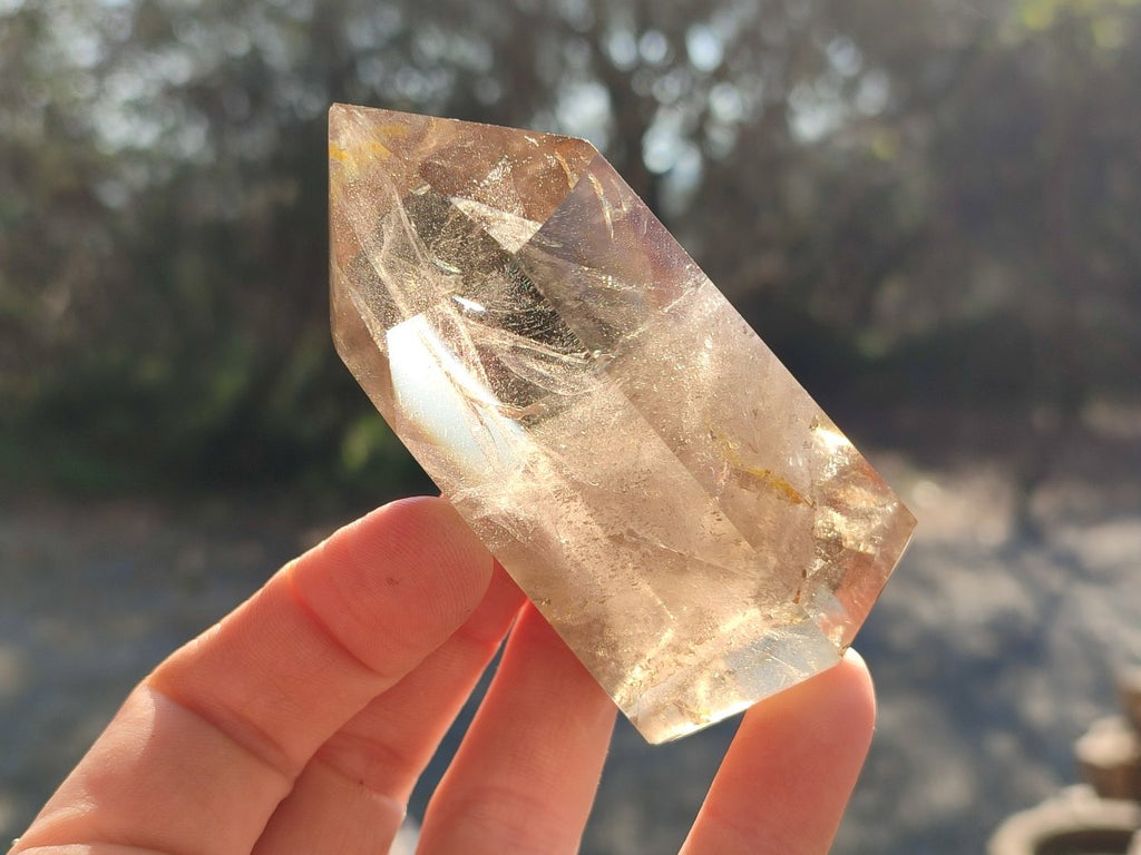 Polished Smokey Window Quartz Crystals x 6 From Madagascar - Toprock Gemstones and Minerals 