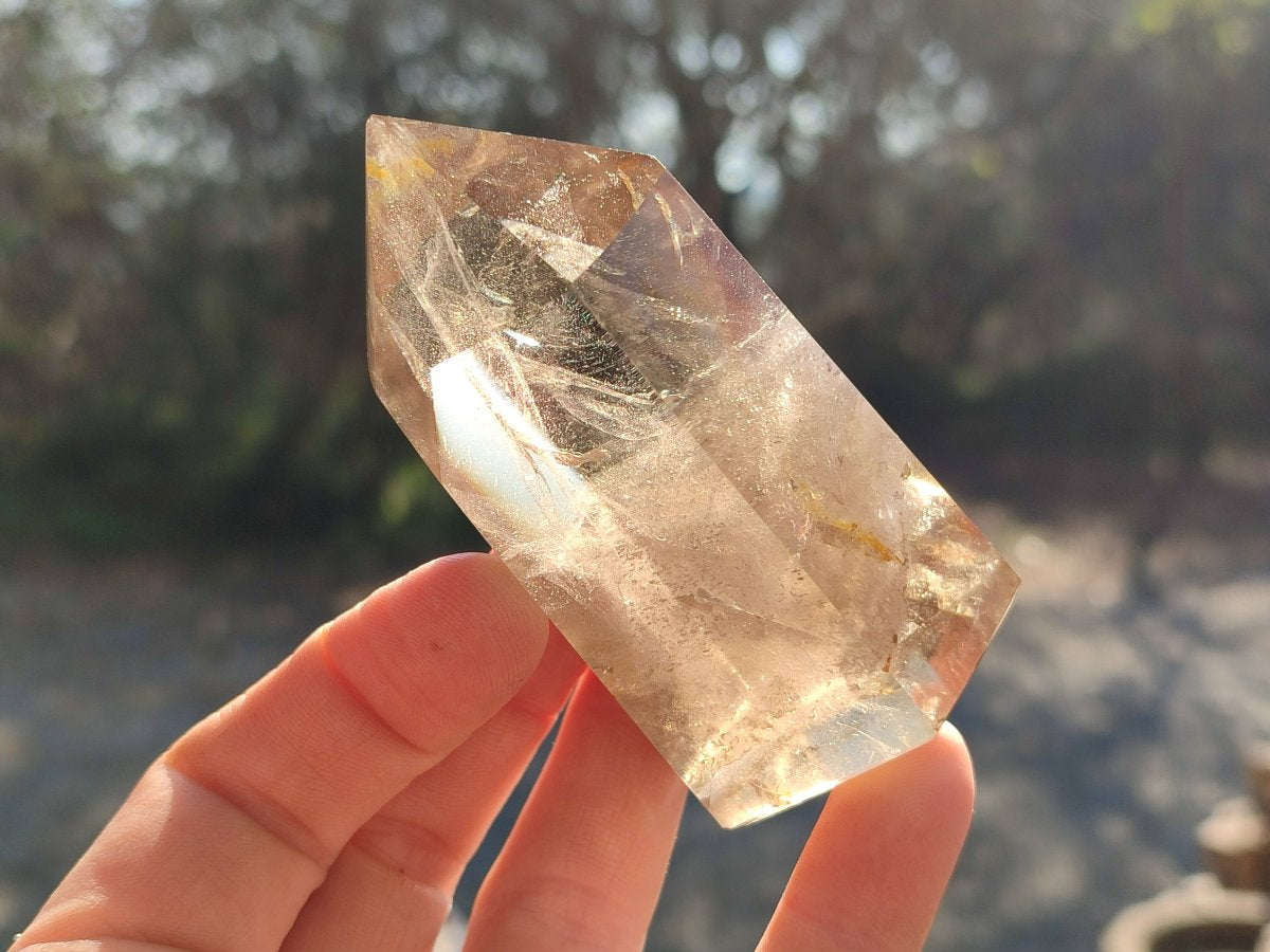 Polished Smokey Window Quartz Crystals x 6 From Madagascar - Toprock Gemstones and Minerals 