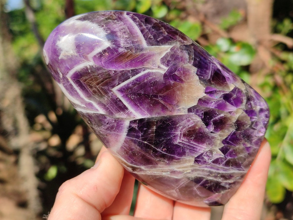 Polished Chevron Amethyst Standing Display Pieces x 3 From Zambia - Toprock Gemstones and Minerals 