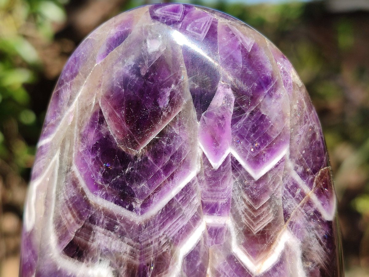 Polished Chevron Amethyst Standing Display Pieces x 3 From Zambia - Toprock Gemstones and Minerals 