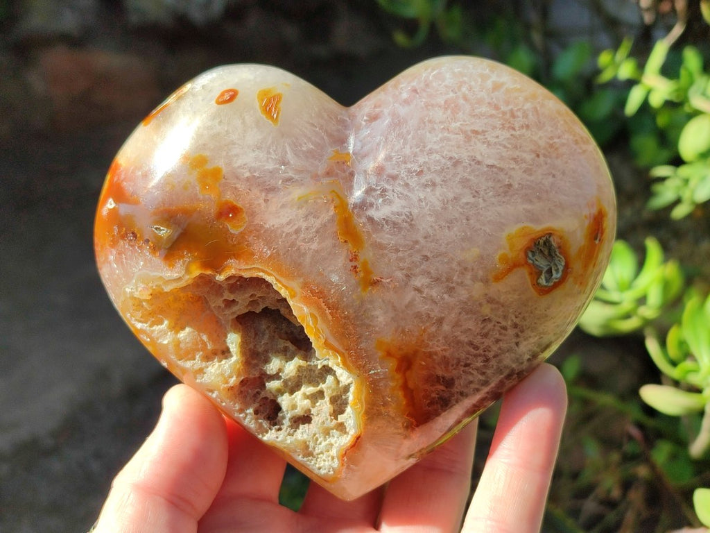 Polished Large Lemur Island Agate Hearts x 2 From Nosy Varika, Madagascar - Toprock Gemstones and Minerals 