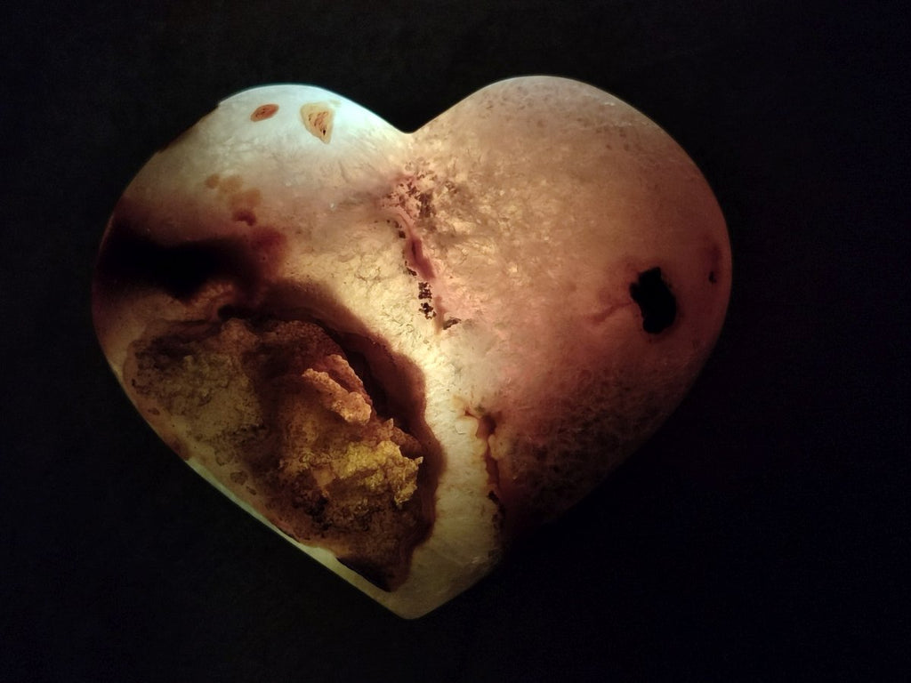 Polished Large Lemur Island Agate Hearts x 2 From Nosy Varika, Madagascar - Toprock Gemstones and Minerals 