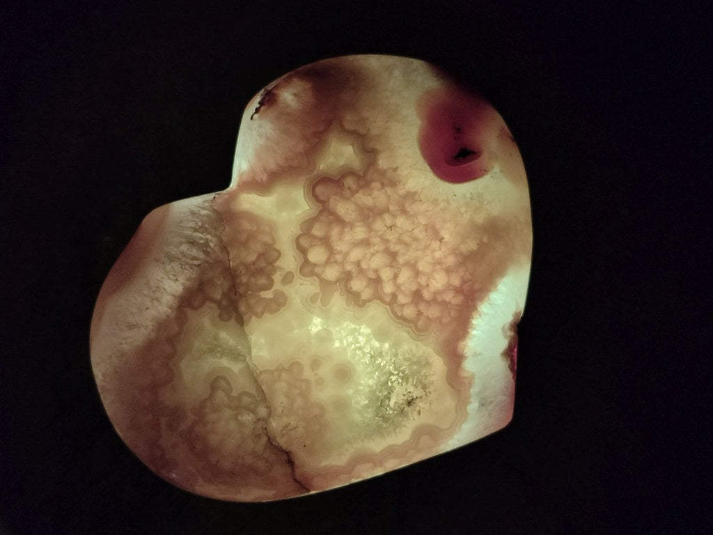Polished Large Lemur Island Agate Hearts x 2 From Nosy Varika, Madagascar - Toprock Gemstones and Minerals 