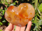 Polished Large Lemur Island Agate Hearts x 2 From Nosy Varika, Madagascar - Toprock Gemstones and Minerals 