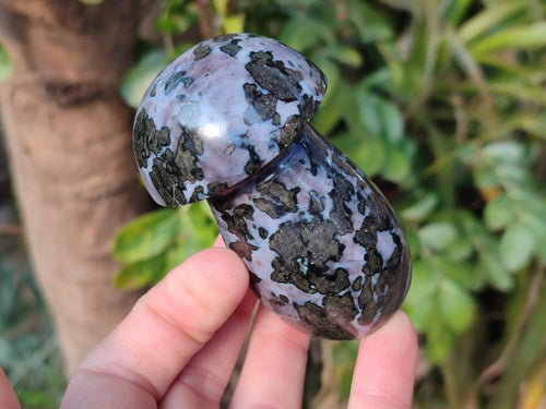 Polished Gabbro 'Merlinite' Mushrooms x 12 From Ambatofinandrahana, Madagascar - Toprock Gemstones and Minerals 