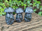 Polished Gabbro 'Merlinite' Mushrooms x 12 From Ambatofinandrahana, Madagascar - Toprock Gemstones and Minerals 