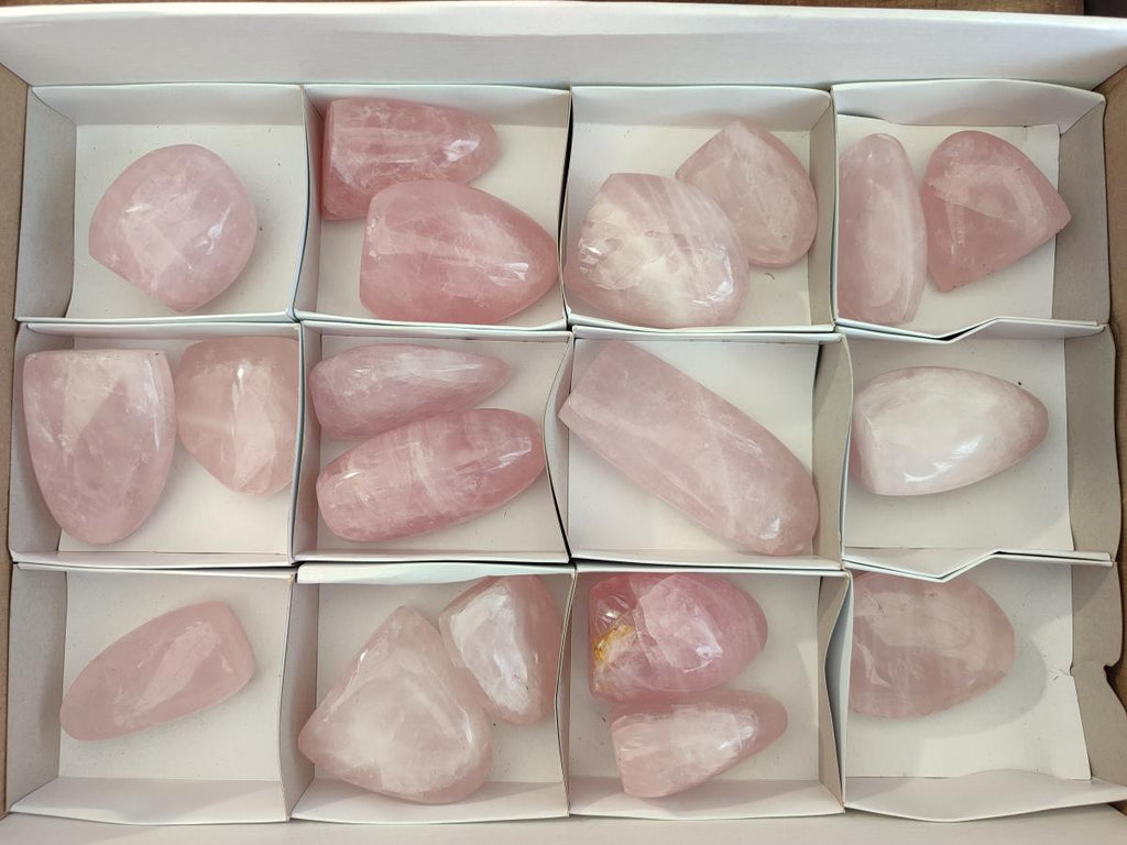 Polished Gemmy Rose Quartz Standing Display Pieces x 19 From Zimbabwe - Toprock Gemstones and Minerals 