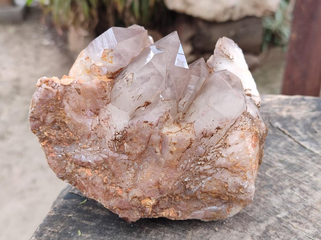 Natural Red Hematoid Phantom Quartz Crystal Clusters x 3 From Karoi, Zimbabwe - Toprock Gemstones and Minerals 