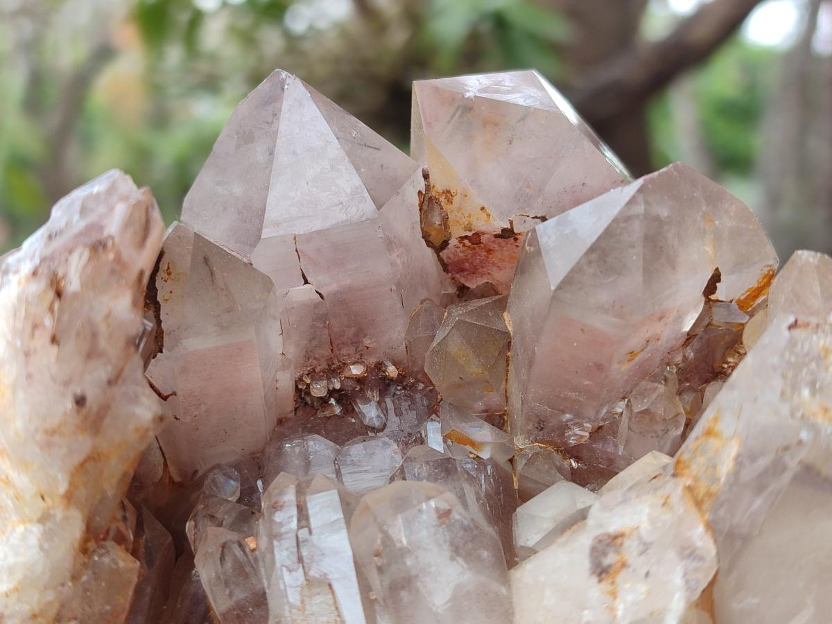 Natural Red Hematoid Phantom Quartz Crystal Clusters x 3 From Karoi, Zimbabwe - Toprock Gemstones and Minerals 