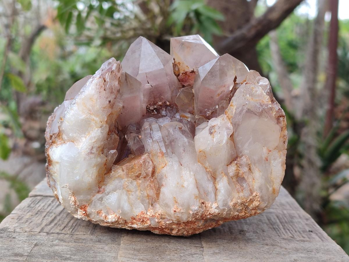 Natural Red Hematoid Phantom Quartz Crystal Clusters x 3 From Karoi, Zimbabwe - Toprock Gemstones and Minerals 