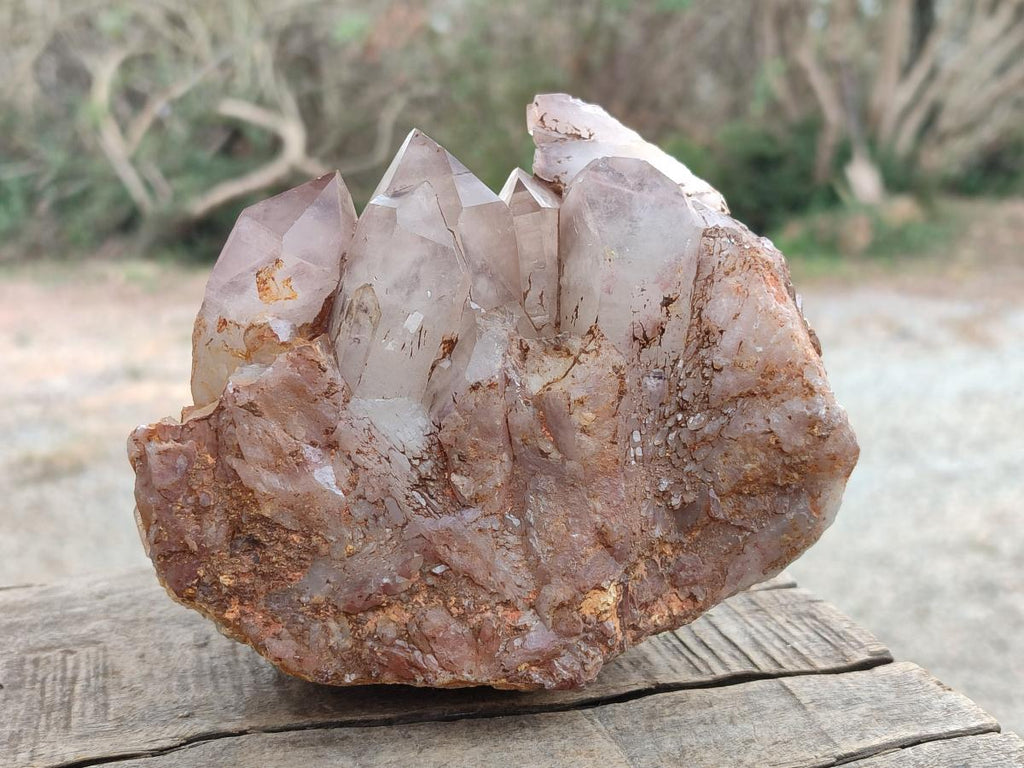 Natural Red Hematoid Phantom Quartz Crystal Clusters x 3 From Karoi, Zimbabwe - Toprock Gemstones and Minerals 