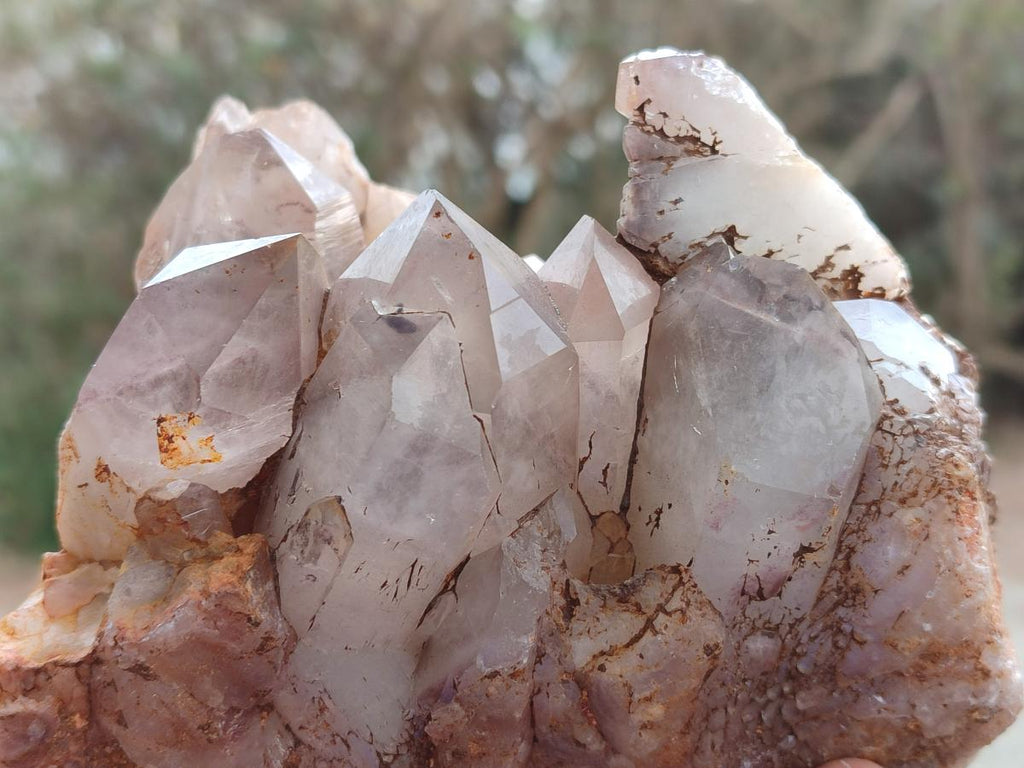 Natural Red Hematoid Phantom Quartz Crystal Clusters x 3 From Karoi, Zimbabwe - Toprock Gemstones and Minerals 