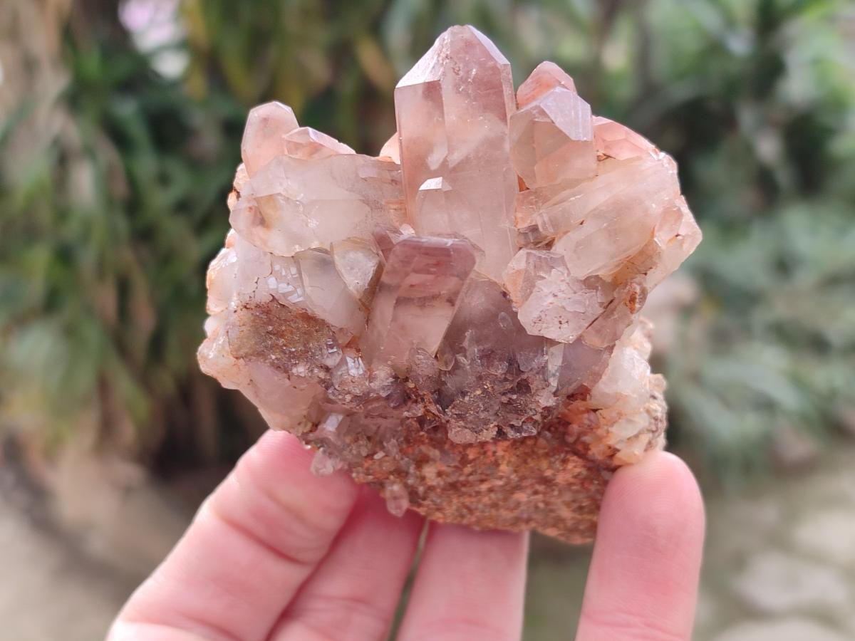 Natural Red Hematoid Phantom Quartz Crystal Clusters x 3 From Karoi, Zimbabwe - Toprock Gemstones and Minerals 