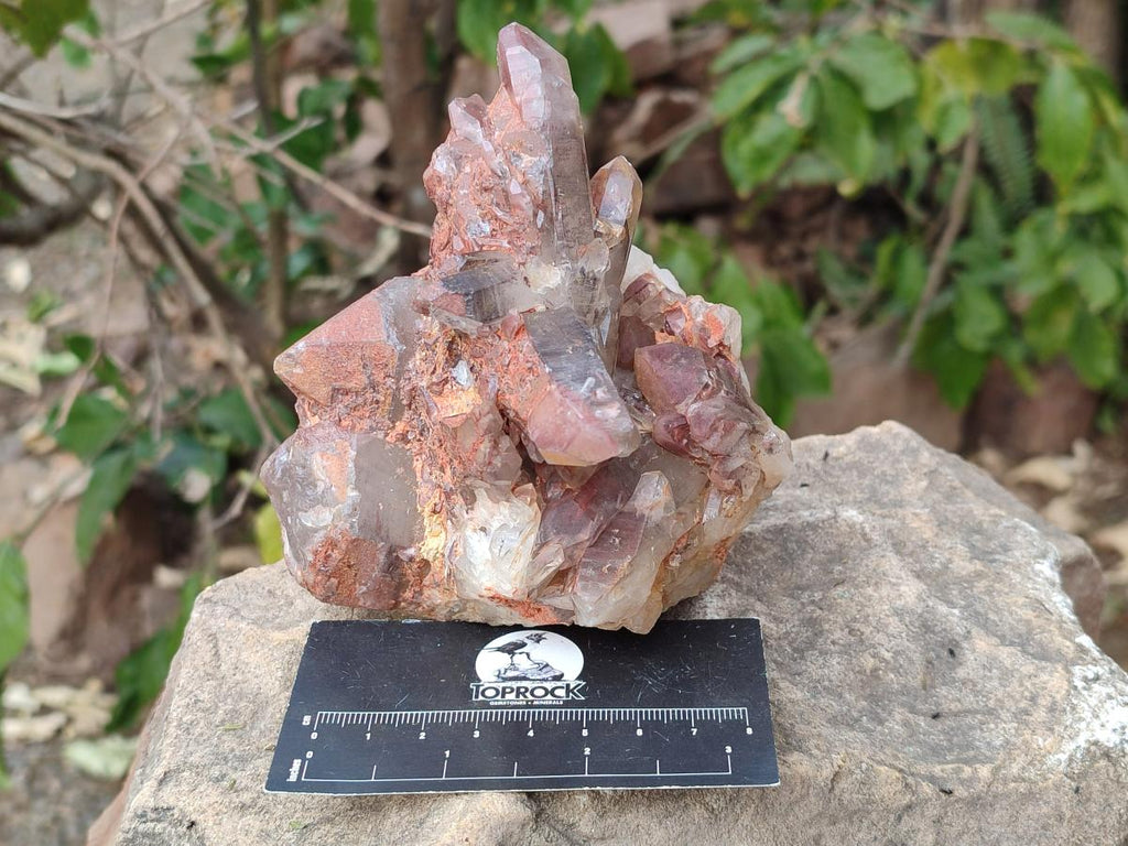 Natural Red Hematoid Phantom Quartz Crystal Clusters x 3 From Karoi, Zimbabwe - Toprock Gemstones and Minerals 