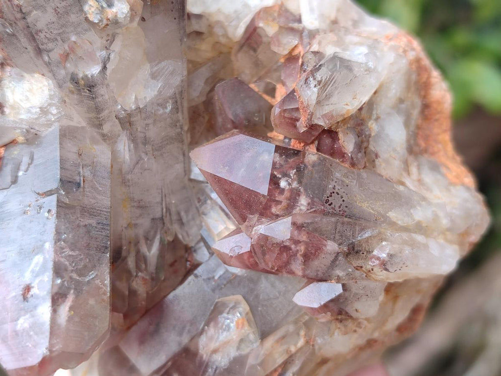 Natural Red Hematoid Phantom Quartz Crystal Clusters x 3 From Karoi, Zimbabwe - Toprock Gemstones and Minerals 