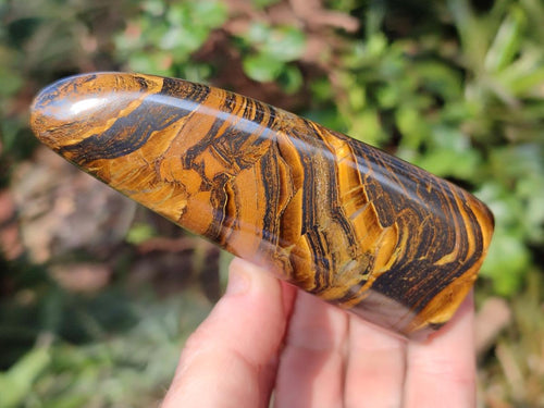 Polished Golden Tigers Eye Standing Display Pieces x 3 From Prieska, South Africa - Toprock Gemstones and Minerals 