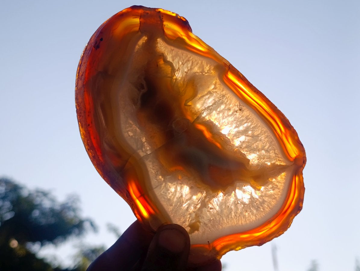 Polished and Natural Large Banded Agate Slices with Natural Edging x 6 From Madagascar