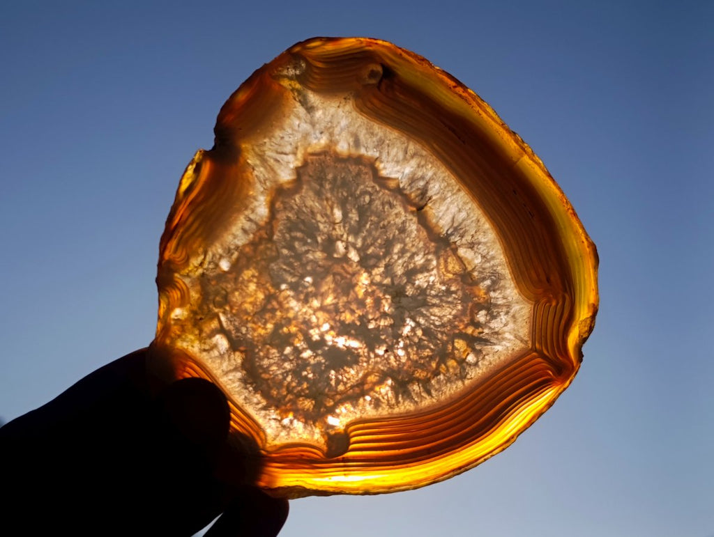 Polished and Natural Large Banded Agate Slices with Natural Edging x 6 From Madagascar