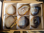 Polished and Natural Large Banded Agate Slices with Natural Edging x 6 From Madagascar