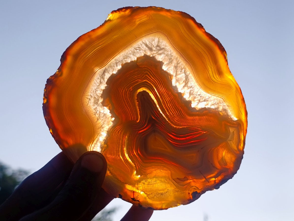 Polished and Natural Large Banded Agate Slices with Natural Edging x 6 From Madagascar