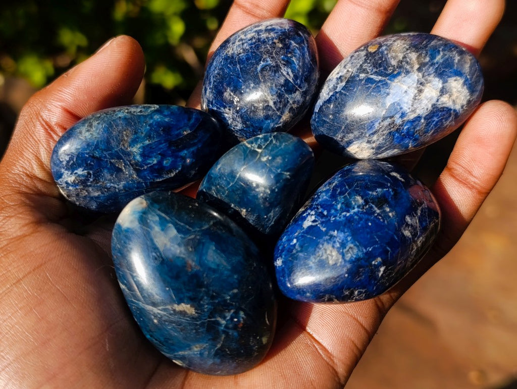 Polished Rare Dumortierite Galets x 24 From Madagascar