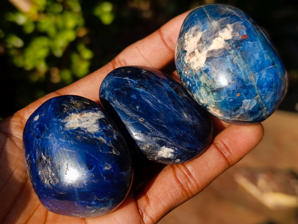 Polished Rare Dumortierite Galets x 24 From Madagascar