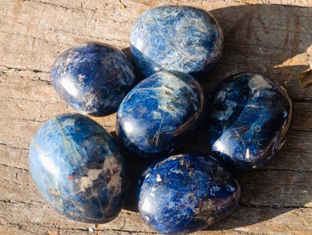 Polished Rare Dumortierite Galets x 24 From Madagascar
