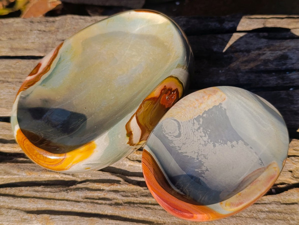 Polished Polychrome Jasper Bowls x 2 From NW Coast, Madagascar