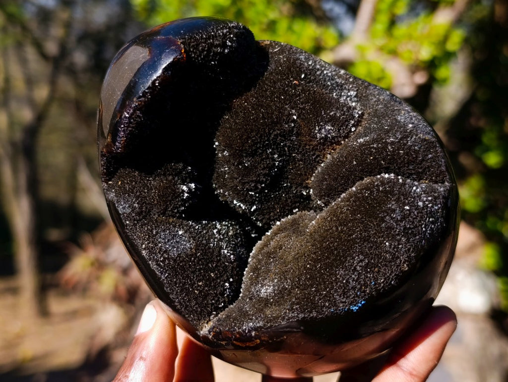 Polished and Natural Septerye Sauvage "Dragons Egg" Geodes x 2 From Mahajanga, Madagascar