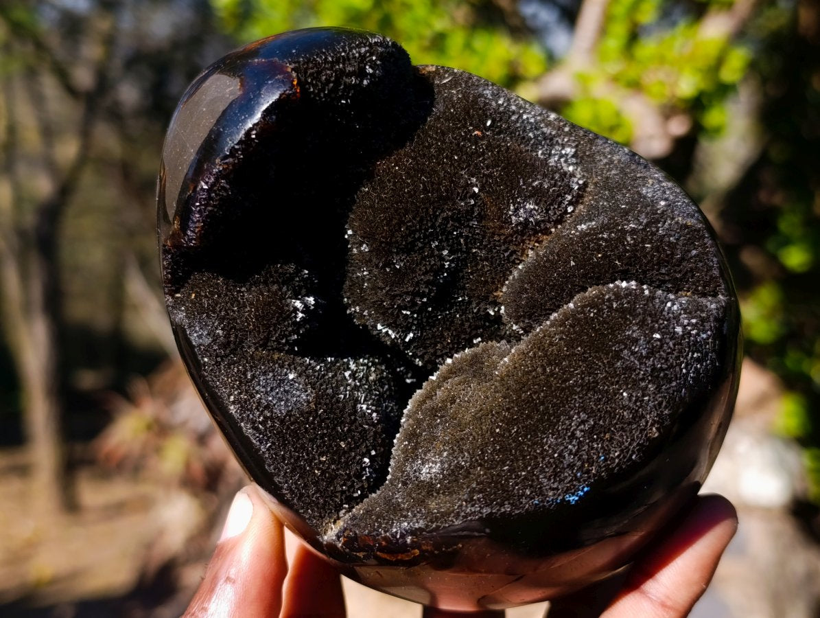 Polished and Natural Septerye Sauvage "Dragons Egg" Geodes x 2 From Mahajanga, Madagascar