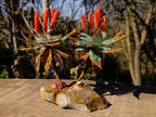Hand Made Twin Aloe Stone Art Gemstone Trees x 2 From South Africa