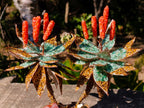 Hand Made Twin Aloe Stone Art Gemstone Trees x 2 From South Africa