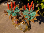 Hand Made Twin Aloe Stone Art Gemstone Trees x 2 From South Africa