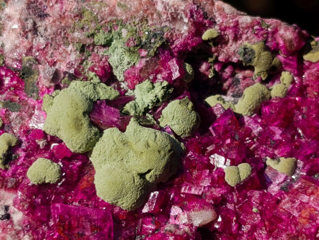 Natural Salrose Cobaltoan Dolomite Specimens with Malachite and Heterogenite x 4 From Kakanda, Congo